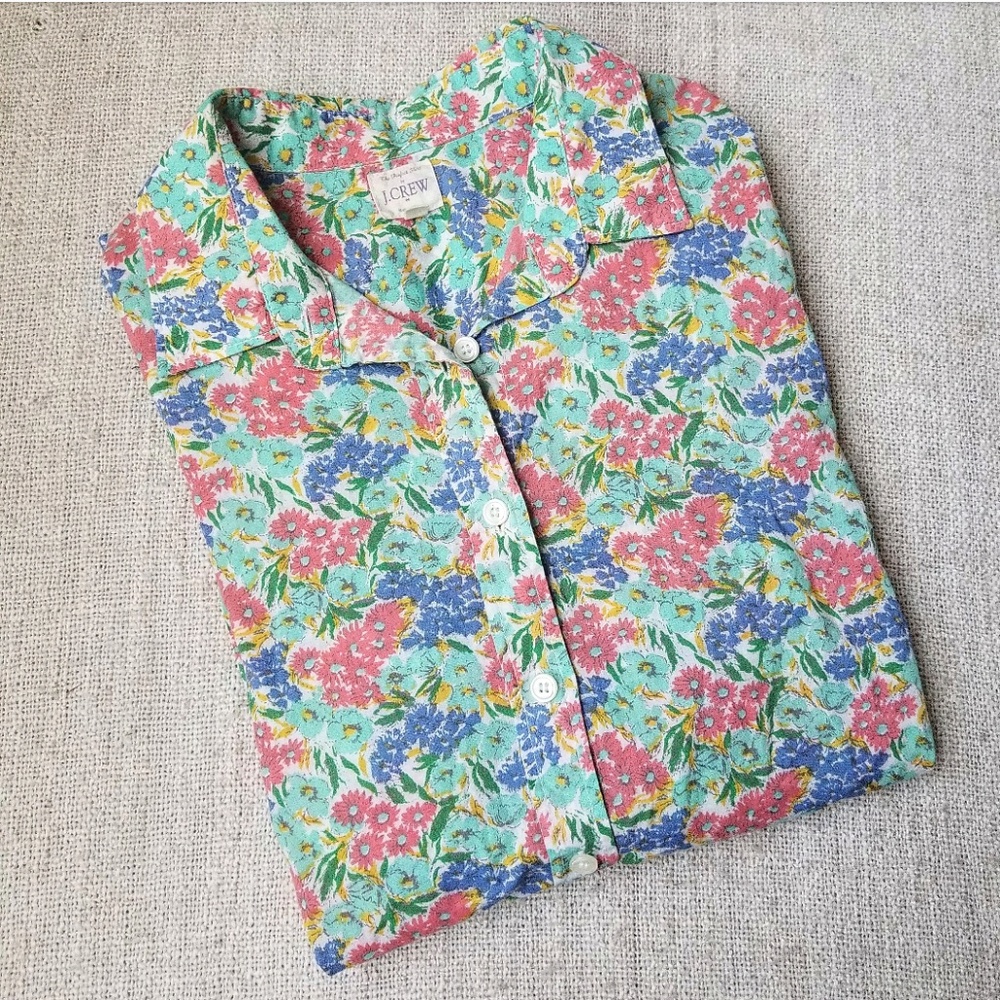 J. Crew Perfect Shirt Colorful Pastel Floral
